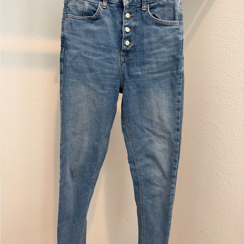 ZARA High Waisted Skinny Jeans Button Fly Size 2